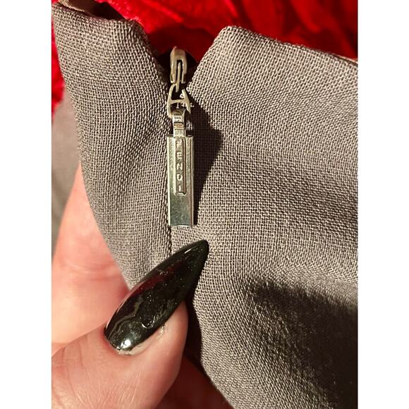 Vintage 90s Designer Italy Fendi Neutral Gray Mini Pencil Dress Small Med Pocket - Picture 8 of 9
